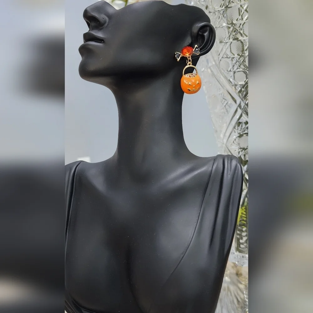 Orange and Black Halloween Earrings